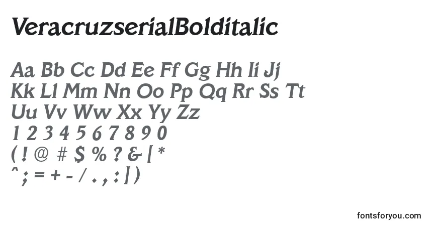 A fonte VeracruzserialBolditalic – alfabeto, números, caracteres especiais