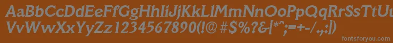 Fonte VeracruzserialBolditalic – fontes cinzas em um fundo marrom