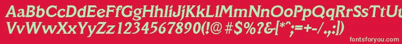 フォントVeracruzserialBolditalic – 赤い背景に緑の文字