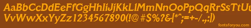フォントVeracruzserialBolditalic – オレンジ色の文字が茶色の背景にあります。