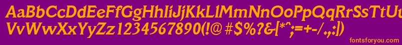 VeracruzserialBolditalic Font – Orange Fonts on Purple Background