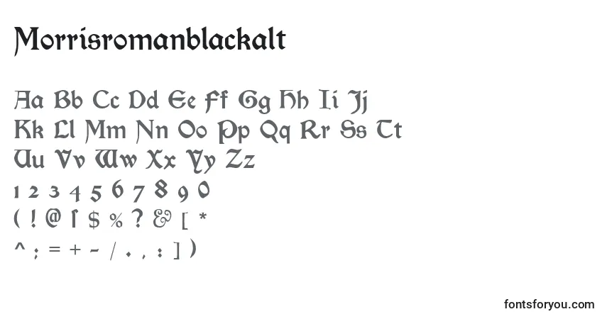 A fonte Morrisromanblackalt – alfabeto, números, caracteres especiais