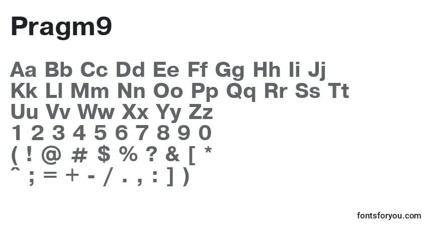 Шрифт Pragm9 – алфавит, цифры, специальные символы