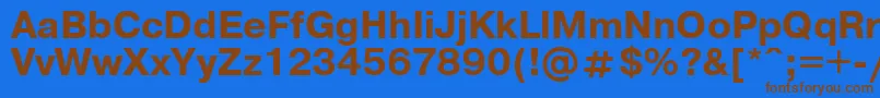 フォントPragm9 – 茶色の文字が青い背景にあります。