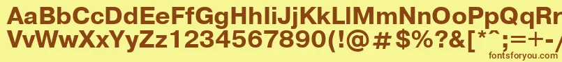 フォントPragm9 – 茶色の文字が黄色の背景にあります。