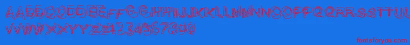 Problematicpiercer Font – Red Fonts on Blue Background