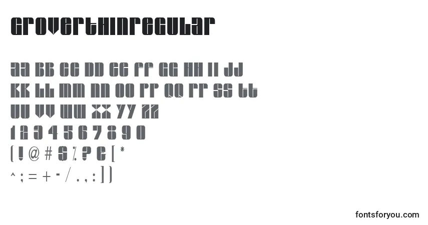 A fonte GroverthinRegular – alfabeto, números, caracteres especiais