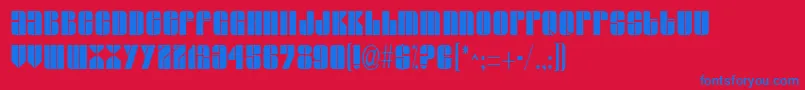 GroverthinRegular-Schriftart – Blaue Schriften auf rotem Hintergrund