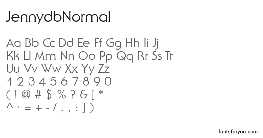 Schriftart JennydbNormal – Alphabet, Zahlen, spezielle Symbole