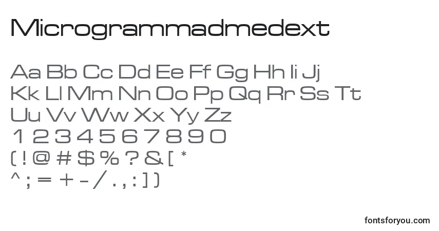Czcionka Microgrammadmedext – alfabet, cyfry, specjalne znaki