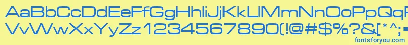 Microgrammadmedext Font – Blue Fonts on Yellow Background