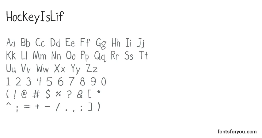 Schriftart HockeyIsLif – Alphabet, Zahlen, spezielle Symbole