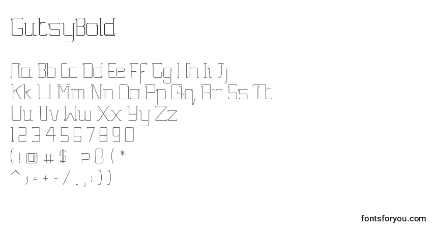 Schriftart GutsyBold – Alphabet, Zahlen, spezielle Symbole