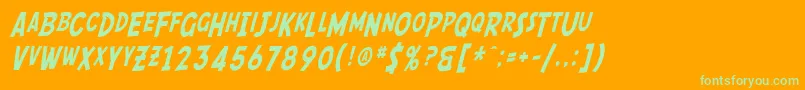 SfComicScriptCondensed-Schriftart – Grüne Schriften auf orangefarbenem Hintergrund