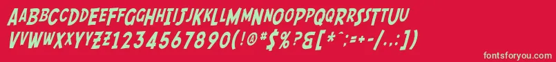 Fonte SfComicScriptCondensed – fontes verdes em um fundo vermelho