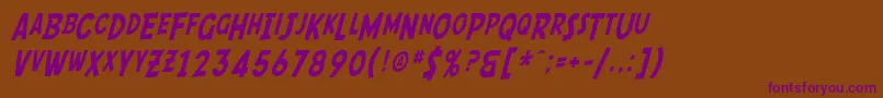 SfComicScriptCondensed-fontti – violetit fontit ruskealla taustalla