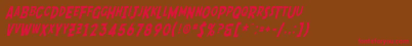 Fonte SfComicScriptCondensed – fontes vermelhas em um fundo marrom