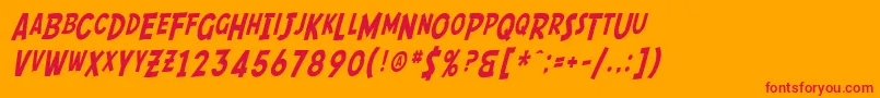 Fonte SfComicScriptCondensed – fontes vermelhas em um fundo laranja