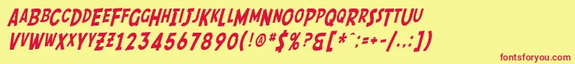 SfComicScriptCondensed Font – Red Fonts on Yellow Background