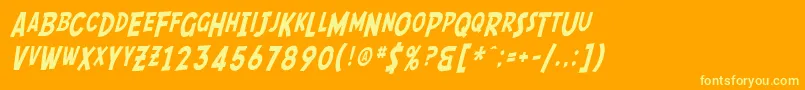 SfComicScriptCondensed Font – Yellow Fonts on Orange Background