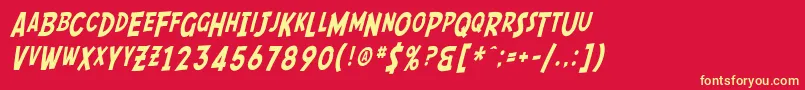 SfComicScriptCondensed Font – Yellow Fonts on Red Background