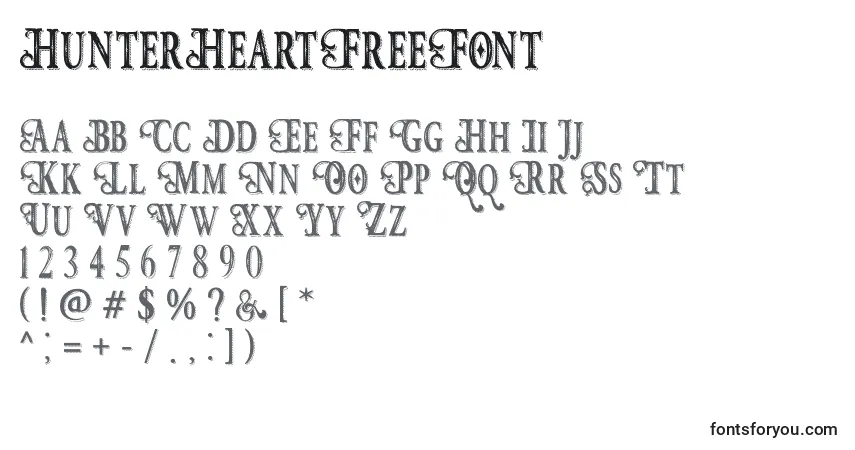 Schriftart HunterHeartFreeFont (38154) – Alphabet, Zahlen, spezielle Symbole