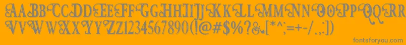 HunterHeartFreeFont-Schriftart – Graue Schriften auf orangefarbenem Hintergrund