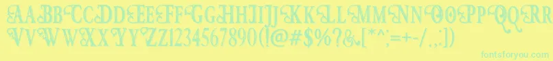 HunterHeartFreeFont Font – Green Fonts on Yellow Background