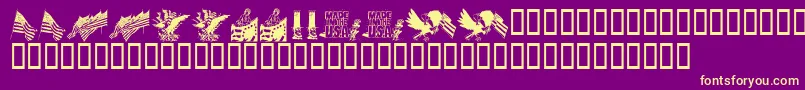 KrAllAmerican-Schriftart – Gelbe Schriften auf violettem Hintergrund