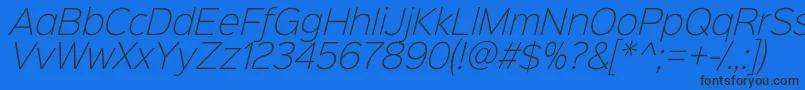 Sinkinsans200xlightitalic-Schriftart – Schwarze Schriften auf blauem Hintergrund