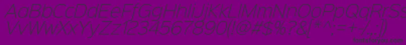 Sinkinsans200xlightitalic-fontti – mustat fontit violetilla taustalla