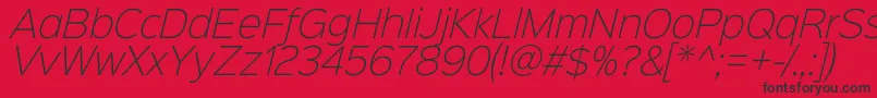 Sinkinsans200xlightitalic Font – Black Fonts on Red Background