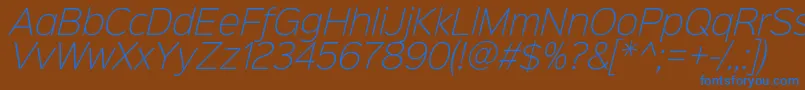 Sinkinsans200xlightitalic Font – Blue Fonts on Brown Background