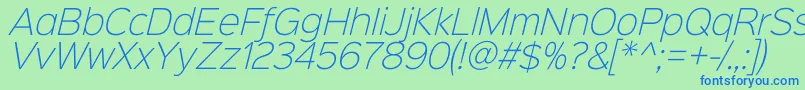 Sinkinsans200xlightitalic Font – Blue Fonts on Green Background