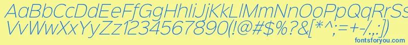 Sinkinsans200xlightitalic-fontti – siniset fontit keltaisella taustalla