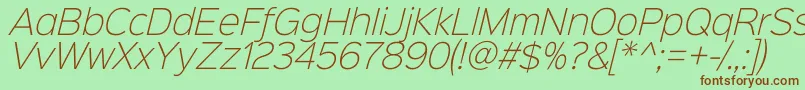 Sinkinsans200xlightitalic Font – Brown Fonts on Green Background