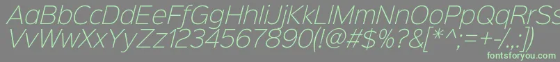 Fonte Sinkinsans200xlightitalic – fontes verdes em um fundo cinza