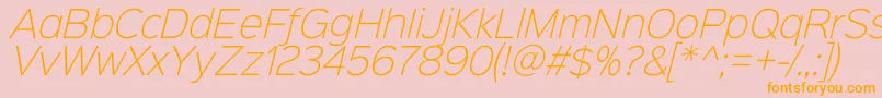 Sinkinsans200xlightitalic-Schriftart – Orangefarbene Schriften auf rosa Hintergrund