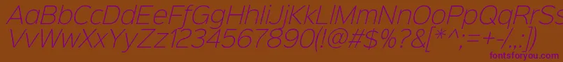 Sinkinsans200xlightitalic Font – Purple Fonts on Brown Background