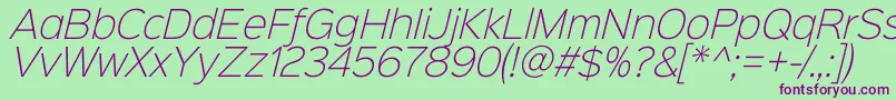 Sinkinsans200xlightitalic Font – Purple Fonts on Green Background