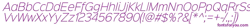 Sinkinsans200xlightitalic Font – Purple Fonts on White Background