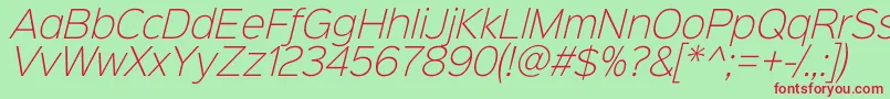 Sinkinsans200xlightitalic Font – Red Fonts on Green Background