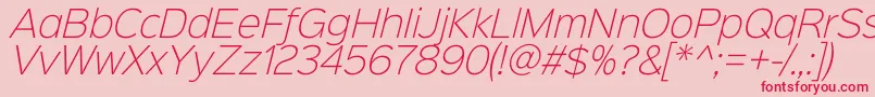 Fonte Sinkinsans200xlightitalic – fontes vermelhas em um fundo rosa