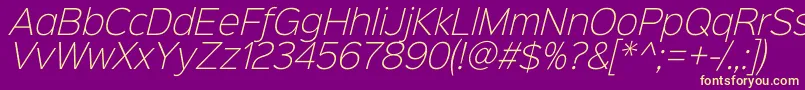 Sinkinsans200xlightitalic Font – Yellow Fonts on Purple Background