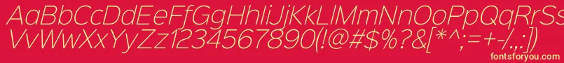 Sinkinsans200xlightitalic Font – Yellow Fonts on Red Background