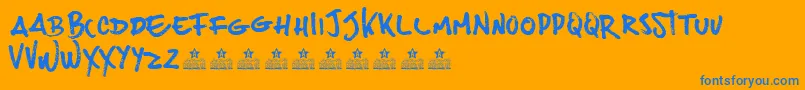 Czcionka JoesBurguerPersonalUse – niebieskie czcionki na pomarańczowym tle
