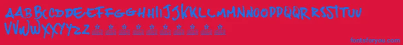 フォントJoesBurguerPersonalUse – 赤い背景に青い文字