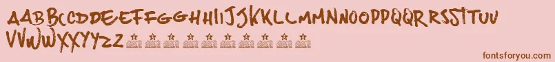 フォントJoesBurguerPersonalUse – ピンクの背景に茶色のフォント