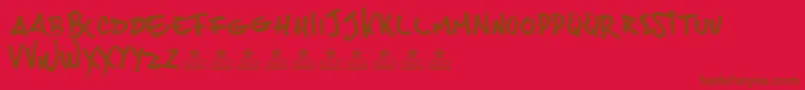 Czcionka JoesBurguerPersonalUse – brązowe czcionki na czerwonym tle