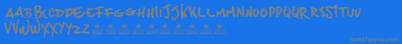 JoesBurguerPersonalUse-fontti – harmaat kirjasimet sinisellä taustalla